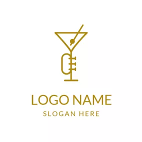 Cocktail Logo Abstract Cup and Saxophone logo design