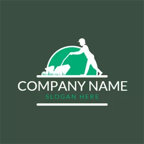 Agricultural Logo Abstract Gardener and Hay Mowe logo design