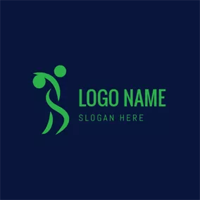 Athlete Logo Abstract Green Athlete and Bowling logo design