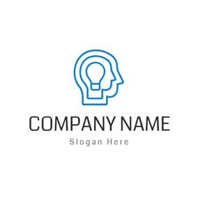 Clever Logo Abstract Human Head and Bulb logo design