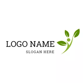 Logótipo Chá Abstract Man and Green Leaf logo design