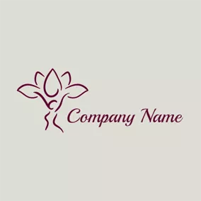 Yoga Logo Abstract Maroon Lotus logo design