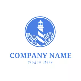 Building Logo Abstract Wave and Lighthouse logo design