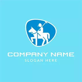 Badge Logo Abstract White Horse and Sportsman logo design