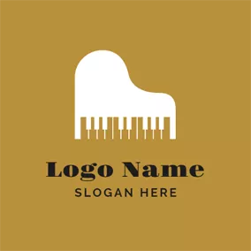 爵士 Logo Abstract White Piano logo design