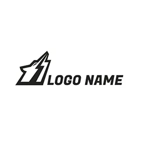 Logotipo De Lobo Abstract Wolf Head Lightning logo design