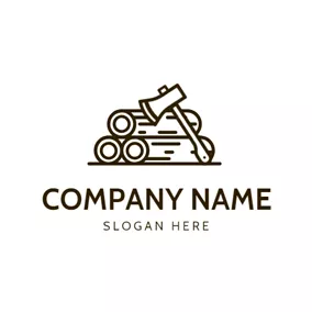 Industrial Logo Abstract Wood and Axe logo design