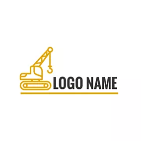 Crane Logo Abstract Yellow and White Crane logo design