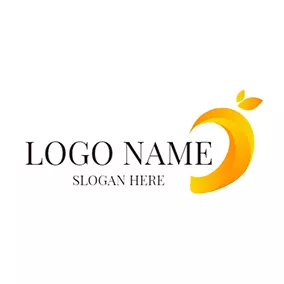 Flat Logo Abstract Yellow Mango Icon logo design