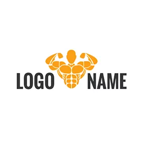 Logotipo De Lucha Abstract Yellow Muscle Men logo design
