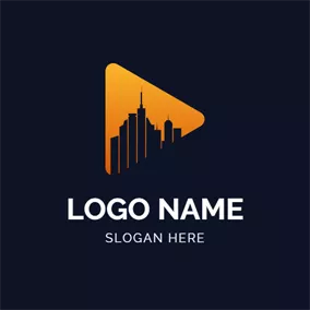 Communication Logo Architecture and Vlog Play Button logo design