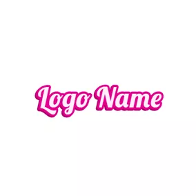 Name Logo Artistic Pink Outlined Font Style logo design