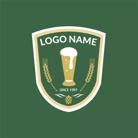 Grain Logo Badge and Beer Glass logo design