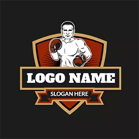 Fight Logo Badge and Boxer logo design