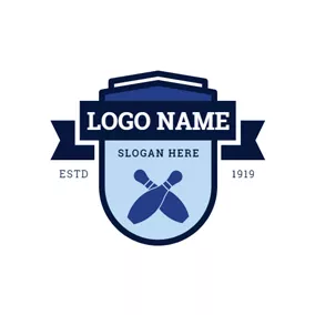 保齡球logo Badge and Cross Bowling Pin logo design