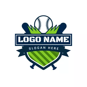 スポーツ＆フィットネスロゴ Badge and Softball Bat logo design
