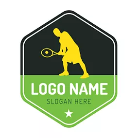 网球Logo Badge and Tennis Player logo design