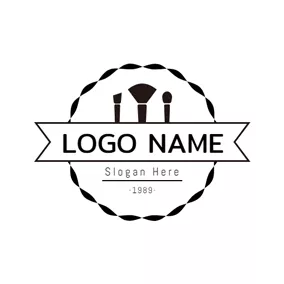 Logotipo Elegante Badge and Various Make Up Tool logo design