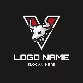 Gamer Logo Badge and White Bull logo design