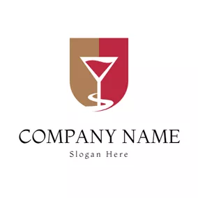 Logótipo Vinho Badge and Wine Glass logo design