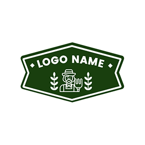 農場Logo Badge Plant Farmer Outline logo design