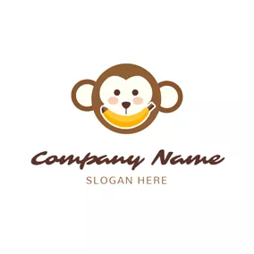 Animal Logo Banana and Monkey Face logo design