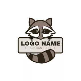 浣熊logo Banner and Cute Raccoon logo design
