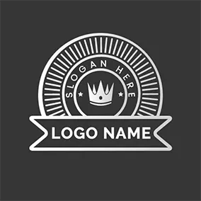 Retro Logo Banner Circle Stripe Crown logo design