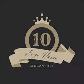 Logótipo Aniversário Banner Crown and 10th Anniversary logo design