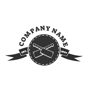 Badge Logo Banner Kitchen Knife Chopping logo design