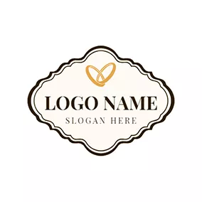 Love Logo Banner Ring and Marriage logo design