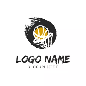 Sketch Logo Basketball Net and Basketball logo design