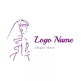 Logotipo Elegante Beautiful Wedding Dress and Bride logo design