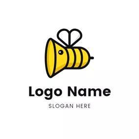 Honeybee Logo Bee Shape and Speaker logo design
