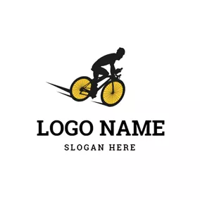 スポーツ＆フィットネスロゴ Bicycle Rider and Bike logo design
