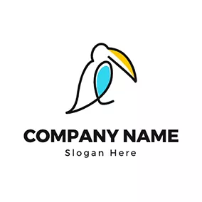 轮廓 Logo Big Beak Abstract Toucan Outline logo design