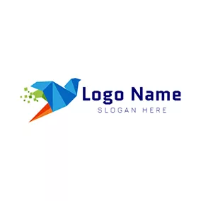 3D Logo Bird Paper Folding Stereoscopic Mosaic logo design