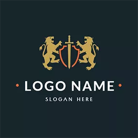Lion Logo Black and Brown Lions With Sword logo design