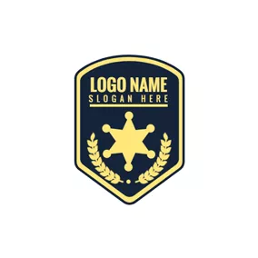 員警Logo Black and Golden Police Shield logo design