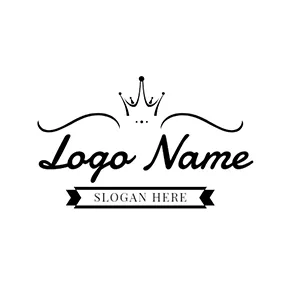 休日＆特別な機会のロゴ Black and White Crown Icon logo design