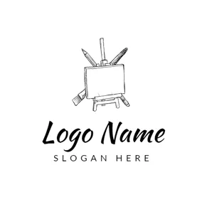 Logotipo De Dibujo Black and White Drawing Board logo design