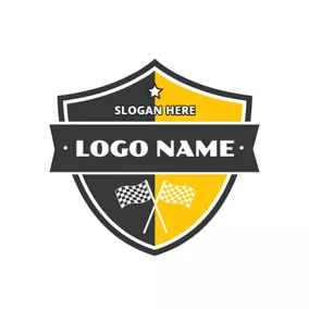 Badge Logo Black and White Flag logo design