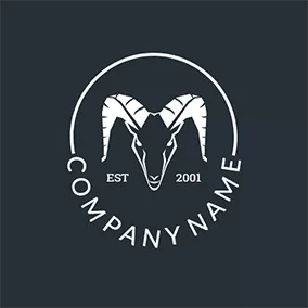 绵羊logo Black and White Goat Head Mascot logo design