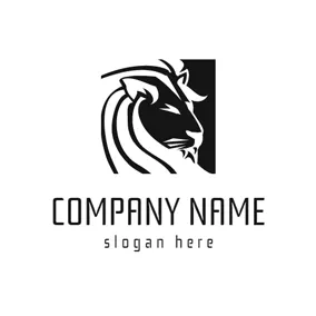 Aggressive Logo Black and White Lion logo design