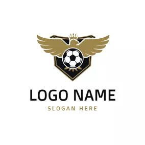 Fußballverein Logo Black Background and Golden Eagle Football logo design