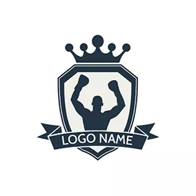 Fighting Logo Black Badge and Boxer logo design
