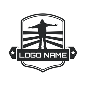 Black Badge and Man logo design