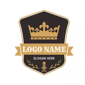 Logótipo De Rap Black Badge and Yellow Crown logo design