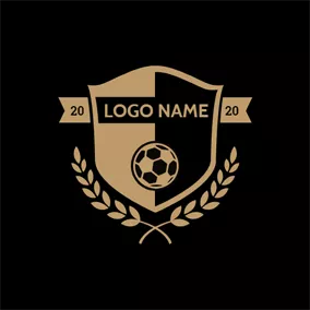 足球俱樂部Logo Black Badge and Yellow Football logo design