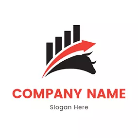 Stock Logo Black Bar Graph and Red Arrow logo design